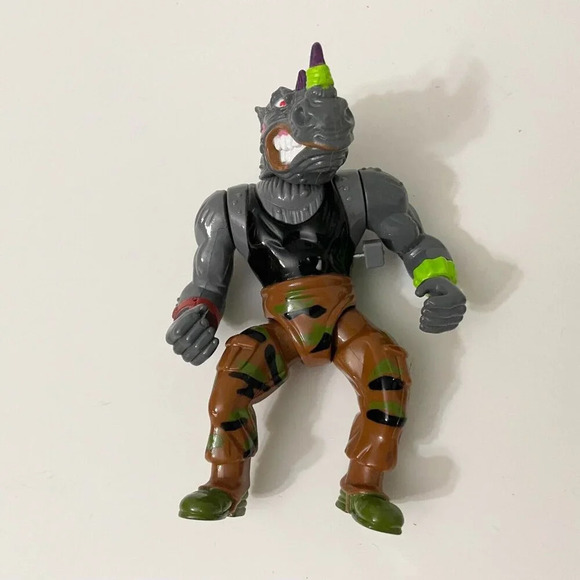 1991 TMNT Machine Gunnin Rocksteady Action Figure Wind Up Rhino - Picture 13 of 13